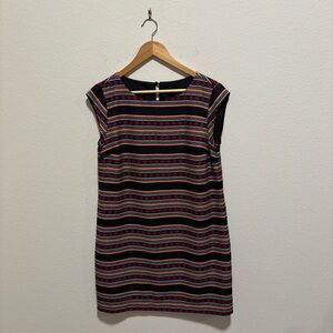 Banana Republic Black Dress with Pink and Red Geometric Stripes